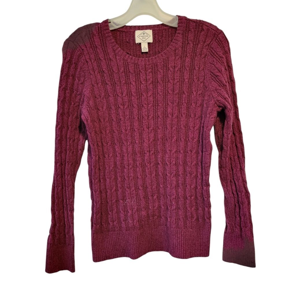 St. John's Bay Burgundy Cable Knit Sweater Size Large